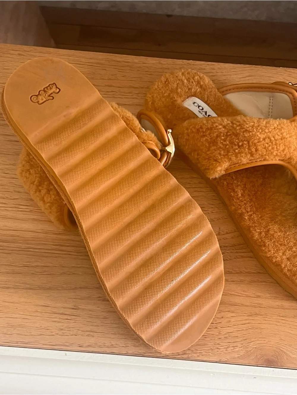 Coach Hollie Shearling flip flops